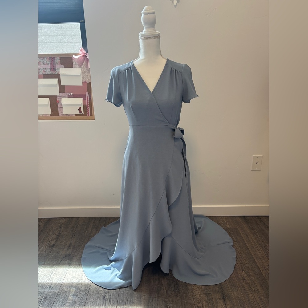 Dusty Blue Wrap Dress